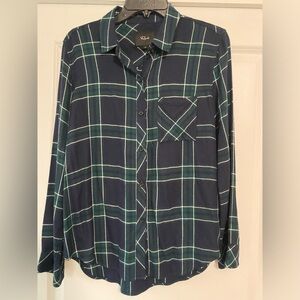 Rails Blue & Green Plaid Flannel Shirt